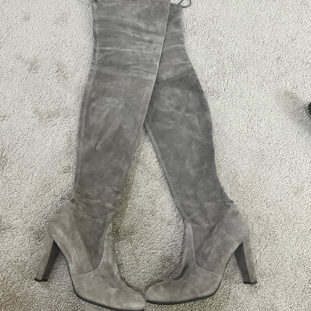 Stuart Weitzman Gray Suede Over-the-Knee Boots